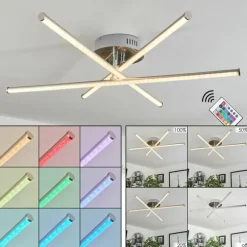 Plafonnier Noppa LED Chrome, Nickel mat, 3 lumières, Télécommandes, Changeur de couleurs