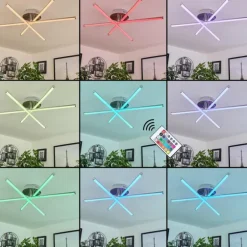 Plafonnier Noppa LED Chrome, Nickel mat, 3 lumières, Télécommandes, Changeur de couleurs
