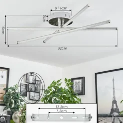 Plafonnier Noppa LED Chrome, Nickel mat, 3 lumières, Télécommandes, Changeur de couleurs