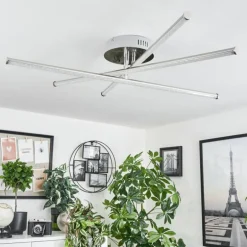 Plafonnier Noppa LED Chrome, Nickel mat, 3 lumières, Télécommandes, Changeur de couleurs