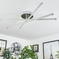 Plafonnier Noppa LED Chrome, Nickel mat, 3 lumières, Télécommandes, Changeur de couleurs