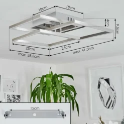 Plafonnier Oberegg LED Chrome, Nickel mat, 1 lumière, Télécommandes