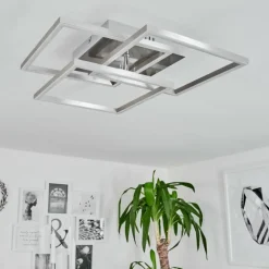 Plafonnier Oberegg LED Chrome, Nickel mat, 1 lumière, Télécommandes