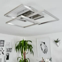 Plafonnier Oberegg LED Chrome, Nickel mat, 1 lumière, Télécommandes