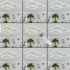 Plafonnier Oberegg LED Chrome, Blanc, 1 lumière, Télécommandes