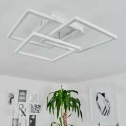 Plafonnier Oberegg LED Chrome, Blanc, 1 lumière, Télécommandes