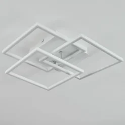 Plafonnier Oberegg LED Chrome, Blanc, 1 lumière, Télécommandes