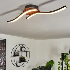 Plafonnier Odda LED Couleur bois, Noir, 2 lumières