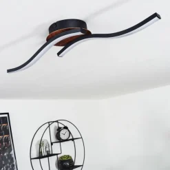 Plafonnier Odda LED Couleur bois, Noir, 2 lumières