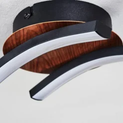 Plafonnier Odda LED Couleur bois, Noir, 2 lumières