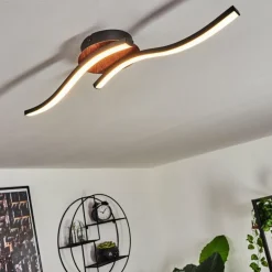 Plafonnier Odda LED Couleur bois, Noir, 2 lumières