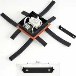 Plafonnier Odda LED Couleur bois, Noir, 4 lumières