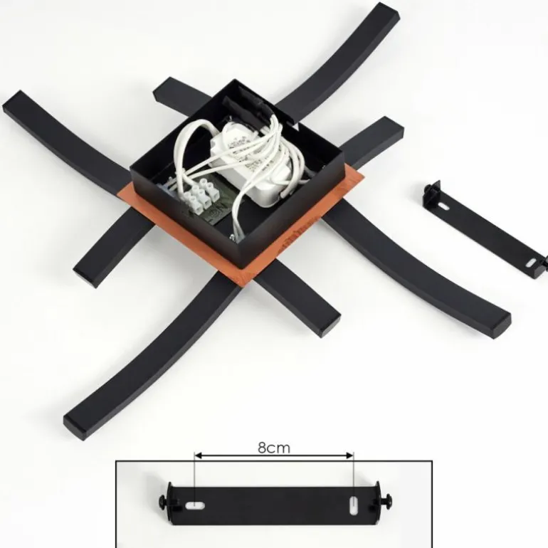 Plafonnier Odda LED Couleur bois, Noir, 4 lumières