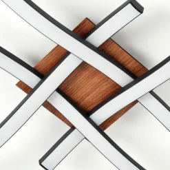 Plafonnier Odda LED Couleur bois, Noir, 4 lumières