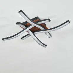 Plafonnier Odda LED Couleur bois, Noir, 4 lumières