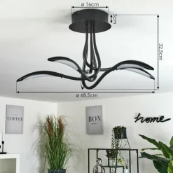 Plafonnier Oetling LED Noir, 1 lumière