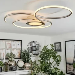 Plafonnier Olok LED Argenté, Blanc, 1 lumière, Télécommandes