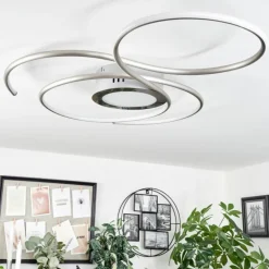 Plafonnier Olok LED Argenté, Blanc, 1 lumière, Télécommandes