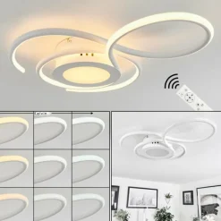 Plafonnier Olok LED Blanc, 1 lumière, Télécommandes