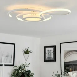 Plafonnier Olok LED Blanc, 1 lumière, Télécommandes