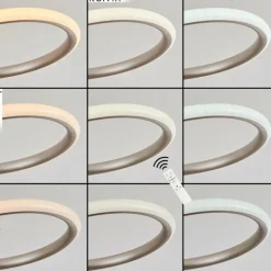 Plafonnier Olok LED Nickel mat, 1 lumière, Télécommandes