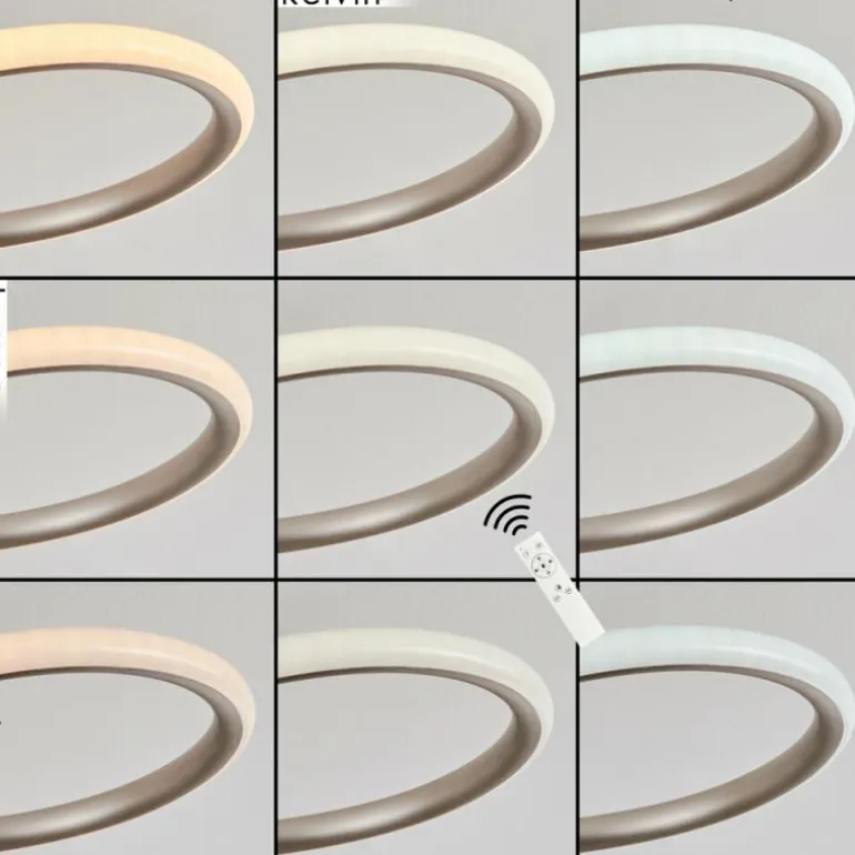 Plafonnier Olok LED Nickel mat, 1 lumière, Télécommandes