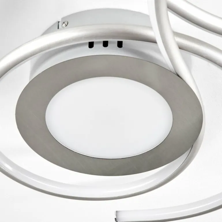 Plafonnier Olok LED Nickel mat, 1 lumière, Télécommandes