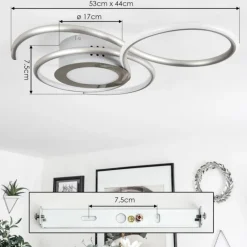 Plafonnier Olok LED Nickel mat, 1 lumière, Télécommandes