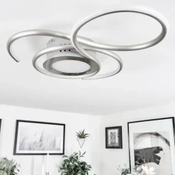 Plafonnier Olok LED Nickel mat, 1 lumière, Télécommandes