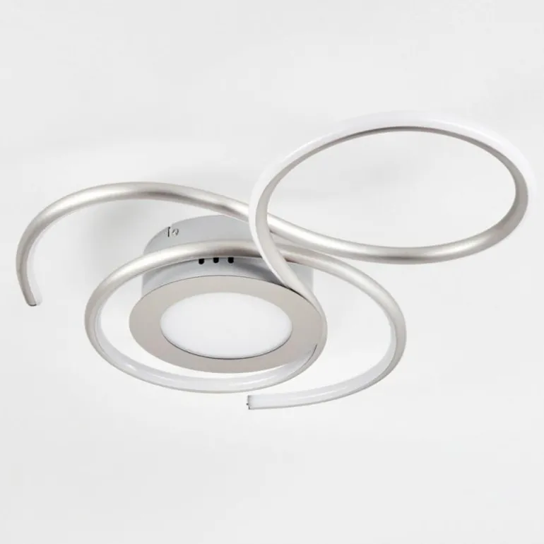 Plafonnier Olok LED Nickel mat, 1 lumière, Télécommandes