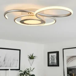 Plafonnier Olok LED Nickel mat, 1 lumière, Télécommandes