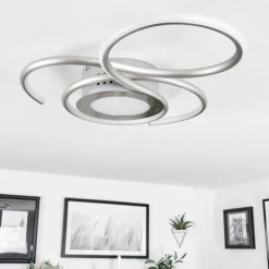 Plafonnier Olok LED Nickel mat, 1 lumière, Télécommandes