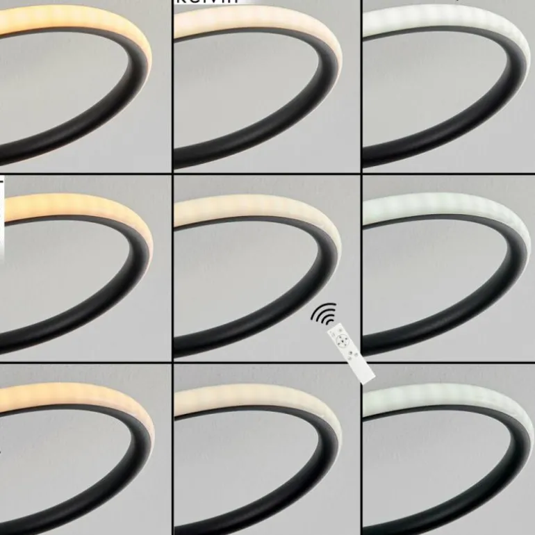 Plafonnier Olok LED Noir, 1 lumière, Télécommandes