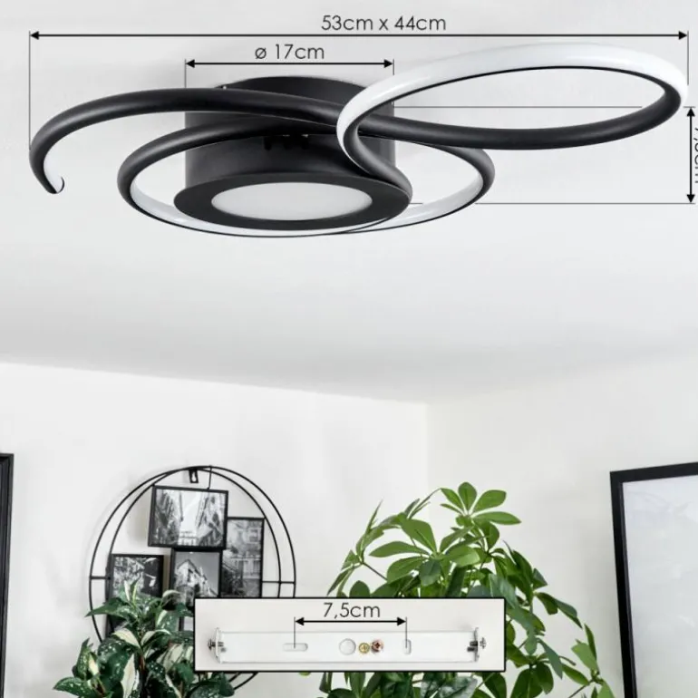 Plafonnier Olok LED Noir, 1 lumière, Télécommandes