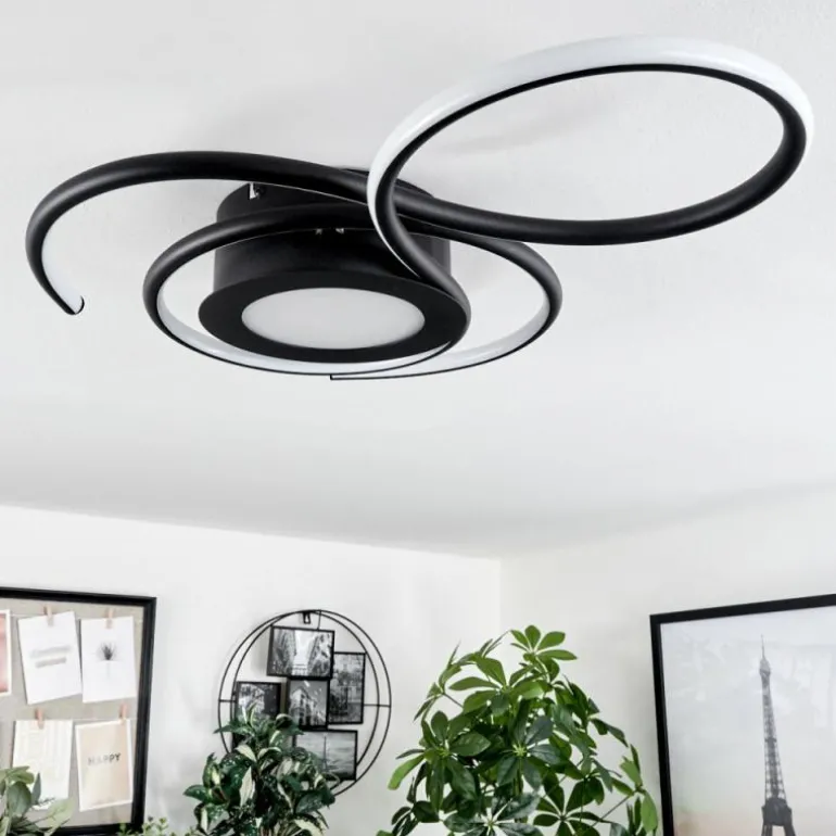 Plafonnier Olok LED Noir, 1 lumière, Télécommandes