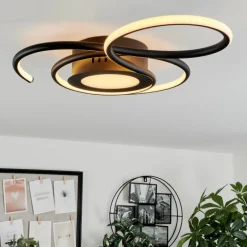 Plafonnier Olok LED Noir, 1 lumière, Télécommandes