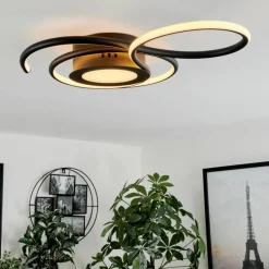 Plafonnier Olok LED Noir, 1 lumière, Télécommandes