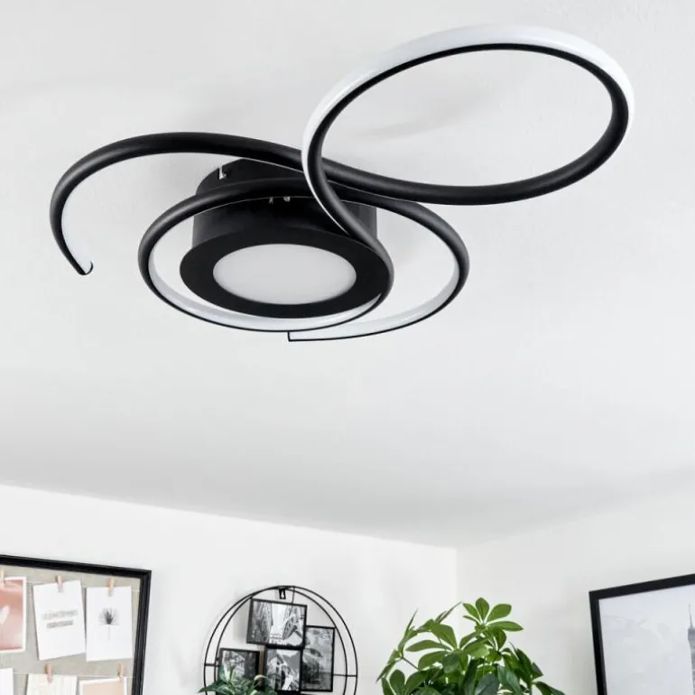 Plafonnier Olok LED Noir, 1 lumière, Télécommandes