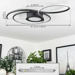 Plafonnier Olok LED Noir, 1 lumière, Télécommandes