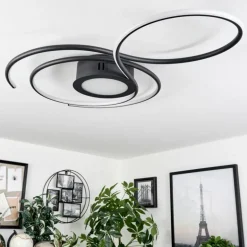 Plafonnier Olok LED Noir, 1 lumière, Télécommandes