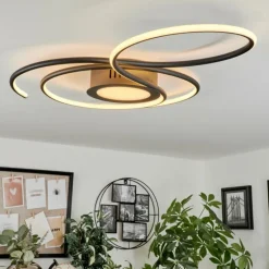 Plafonnier Olok LED Noir, 1 lumière, Télécommandes