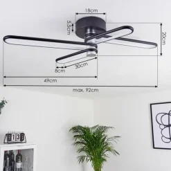 Plafonnier Olul LED Noir, Blanc, 2 lumières