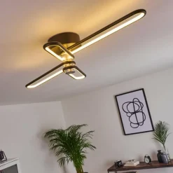 Plafonnier Olul LED Noir, Blanc, 2 lumières