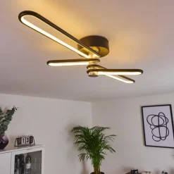 Plafonnier Olul LED Noir, Blanc, 2 lumières