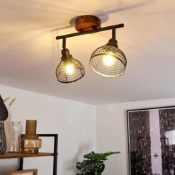 Plafonnier Omba Bois foncé, Noir, 2 lumières