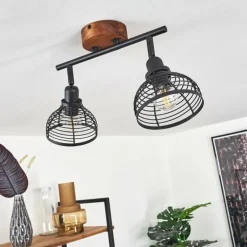 Plafonnier Omba Bois foncé, Noir, 2 lumières