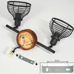 Plafonnier Omba Bois foncé, Noir, 2 lumières