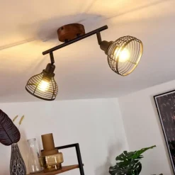 Plafonnier Omba Bois foncé, Noir, 2 lumières