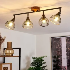 Plafonnier Omba Bois foncé, Noir, 4 lumières