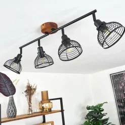 Plafonnier Omba Bois foncé, Noir, 4 lumières